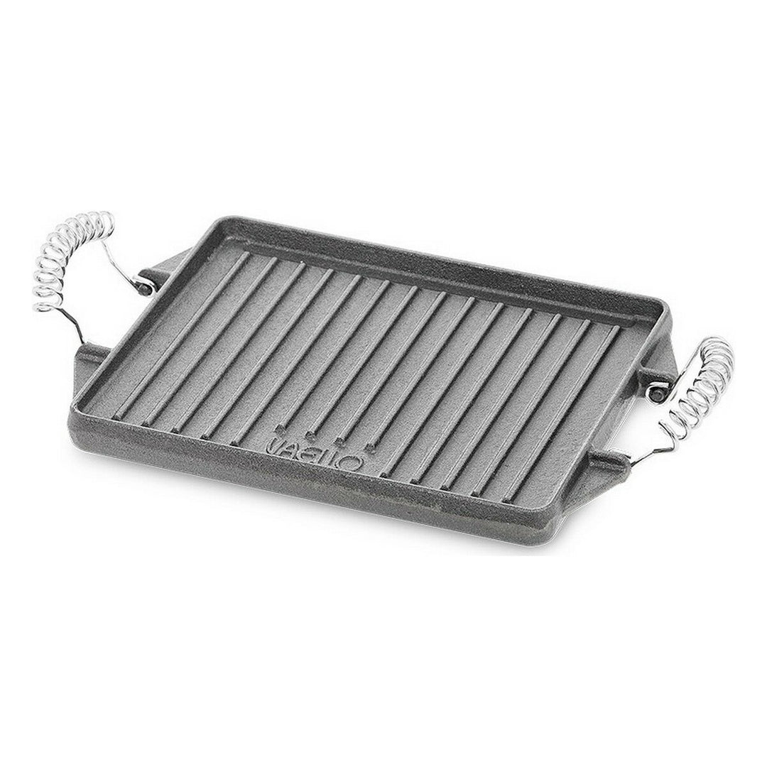 Gjutjärnsgrillplatta Vaello - Rektangulär 27x21 cm, Grå. Perfekt för grillning och stekning.