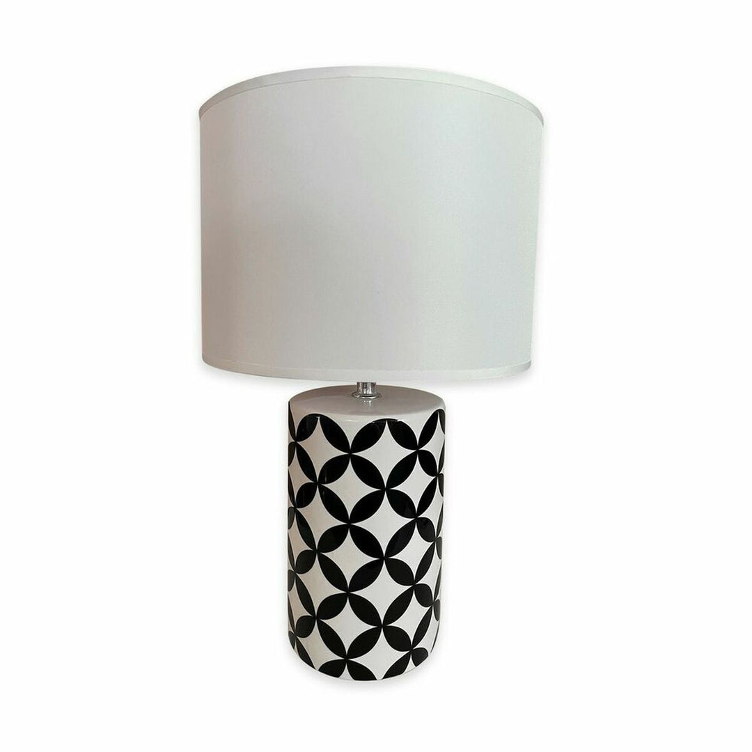 Elegant vit keramisk bordslampa - 20x38 cm, skrivbordslampa, plug-in, EU-kontakt, keramik & textil.