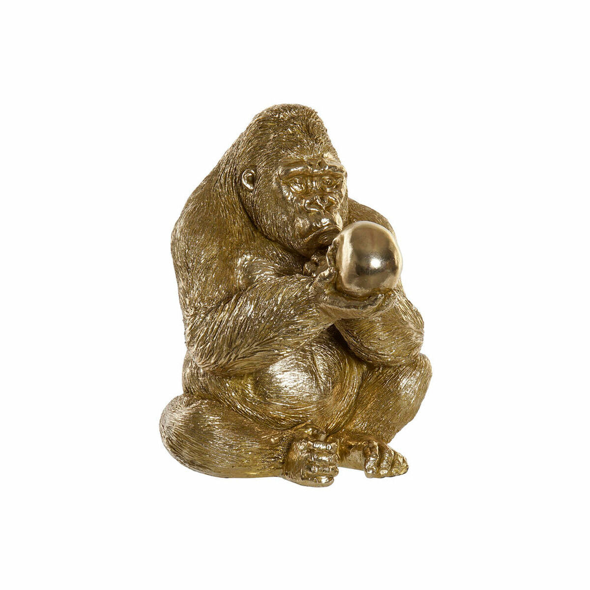 Guldig Gorilla Prydnadsfigur (33 x 33 x 43 cm) i modern stil av harts. Skapa unik charm i ditt hem!