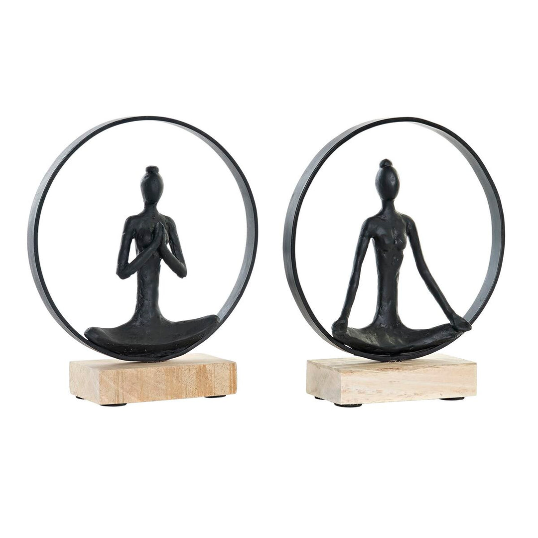 Yoga figur i keramik - Set om 2 i svart och brun, modern design.