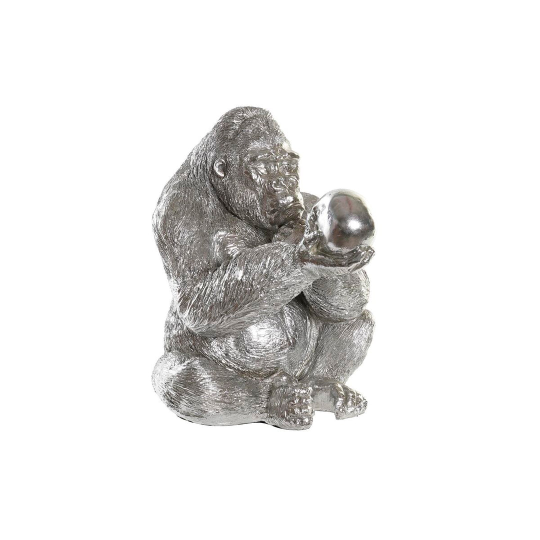 Elegant silvrig gorilla prydnadsfigur av hög kvalitet - perfekt inredningsdetalj.