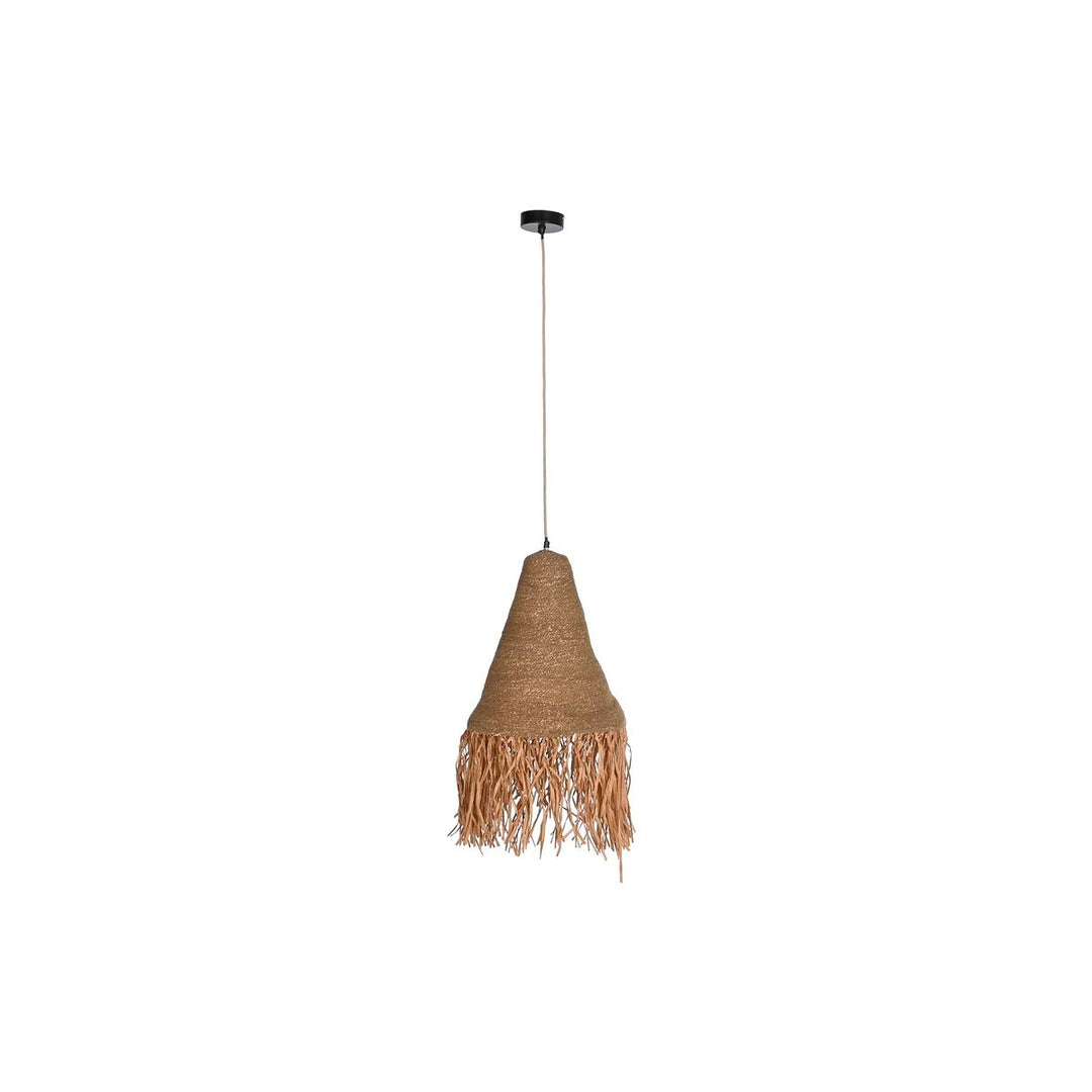 Elegant taklampa i jute och järn med effektiv belysning och naturlig touch