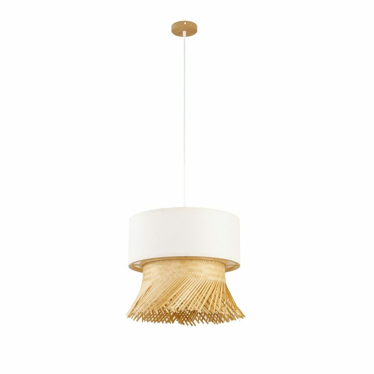 Taklampa i Bambu och Polyester - Modern design (40 x 40 x 39 cm)