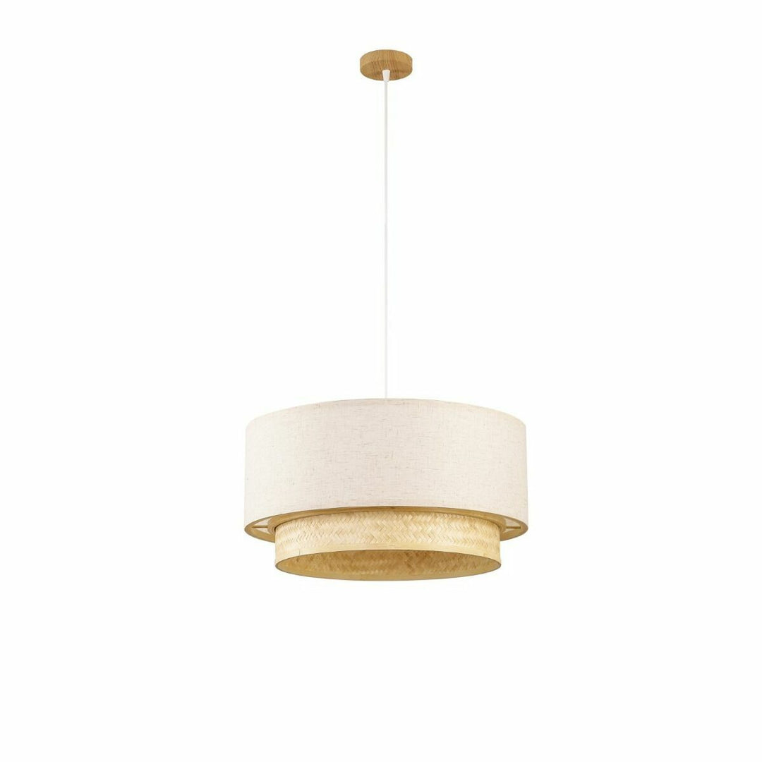 Bambu Taklampa - Naturligt elegant belysning (50x50x25 cm) i Vit och Ljusbrun Polyester.