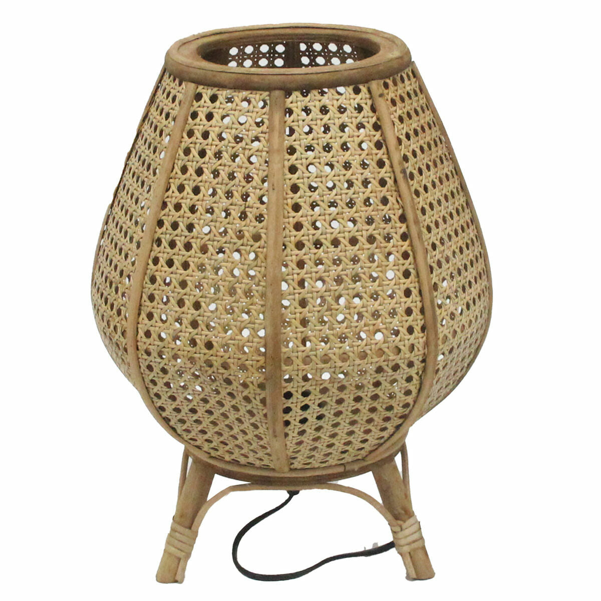 Rattan bordslampa i elegant brun finish, 29x29x40 cm - Skapar unik atmosfär i hemmet.