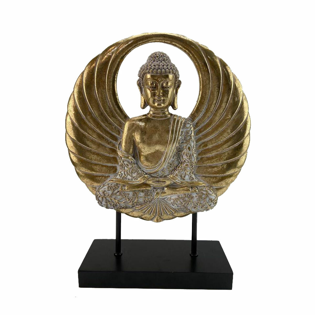 Elegant Orientalisk Buddhafigur - Svart & Guld - 25x8x33 cm för harmonisk inredning.