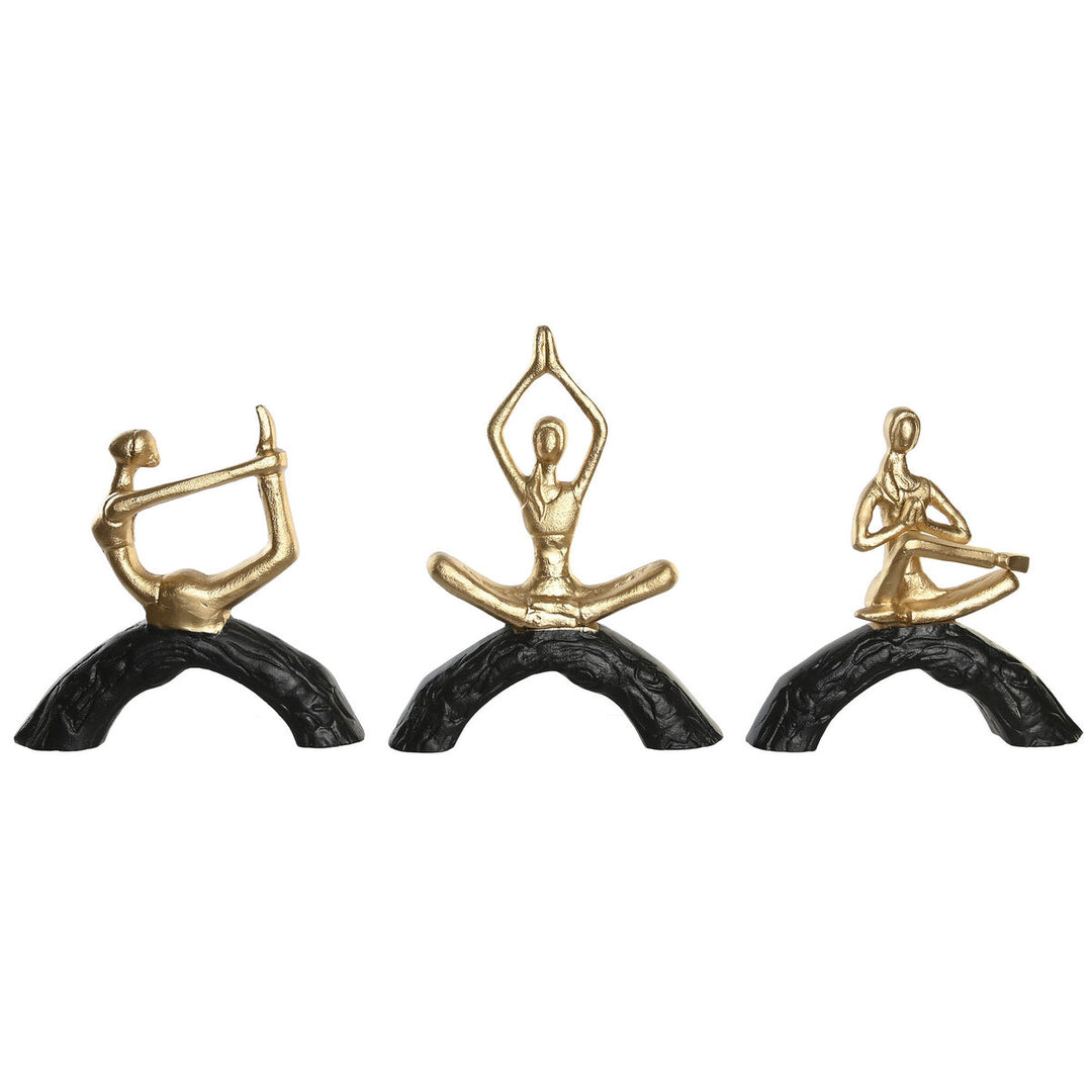 Yoga Prydnadsfigur - Set om 3 - Svart Gyllene - DKD Home Decor