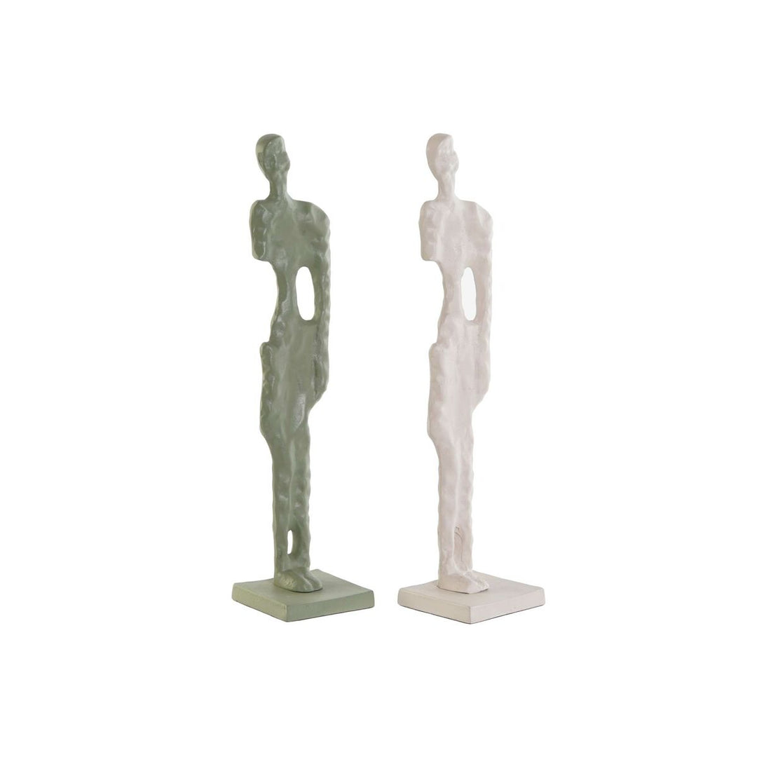 Vita & gröna keramiska figurer, 40 cm - 2-pack, unik design för elegant inredning.