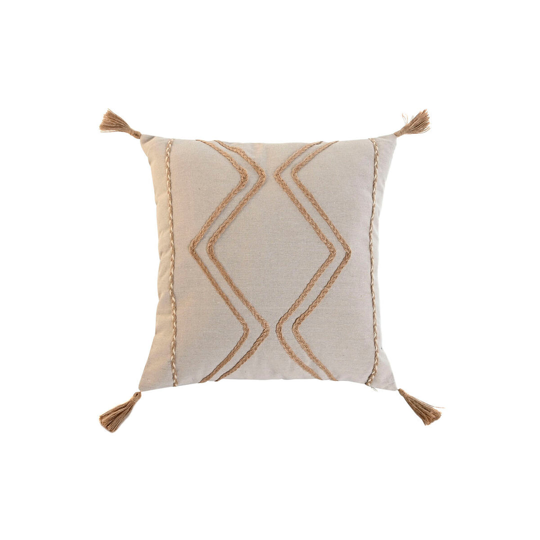 Boho beige bomullskudde - 45 x 45 cm