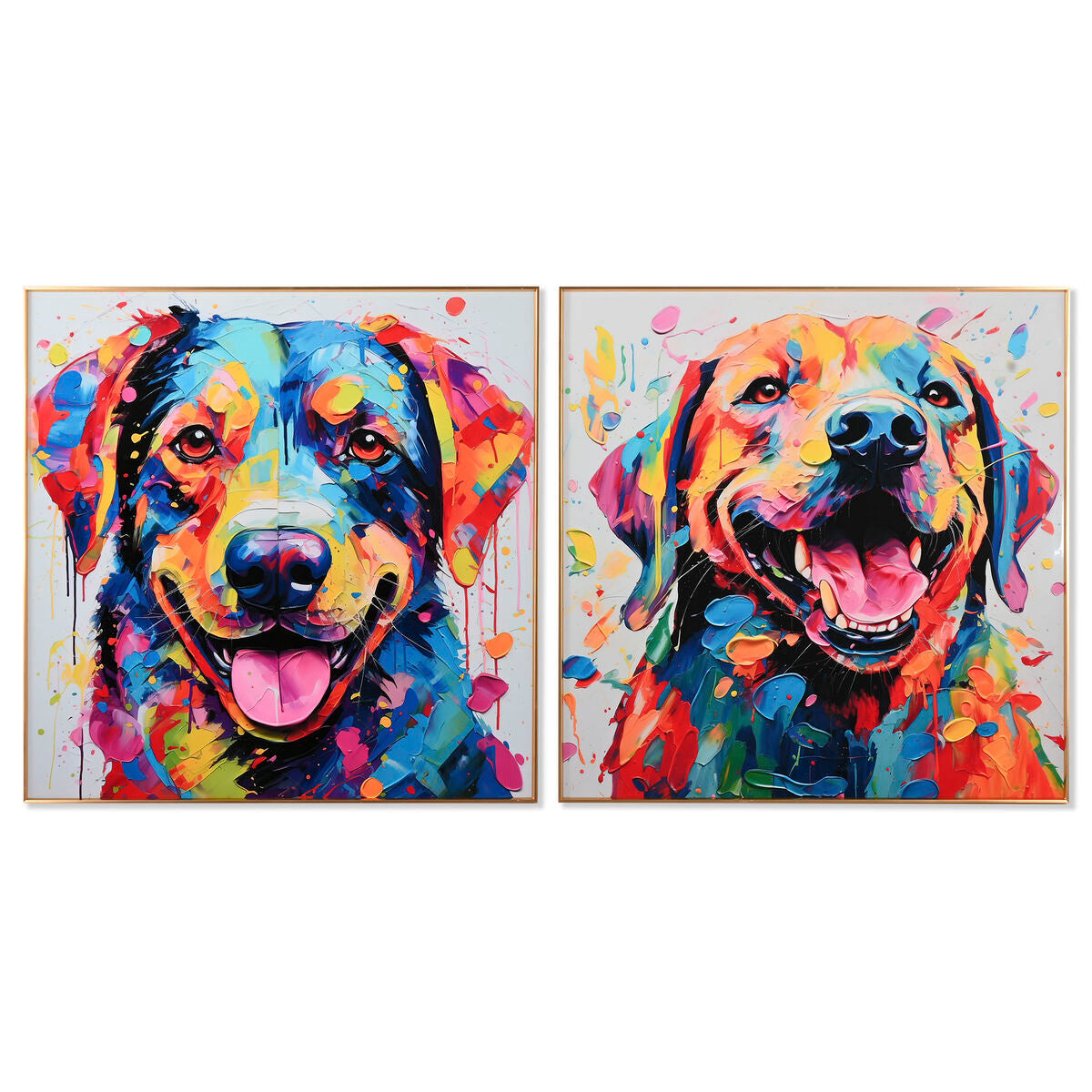 ESPRIT - Stiliga Hundtavlor i 2-pack, 80x80 cm, modern design med hundmotiv. Skapa en unik inredning