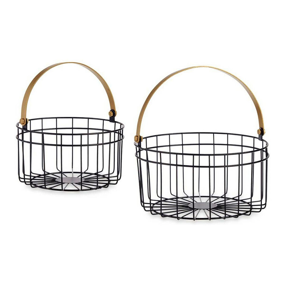 Svart gyllene metallkorgar, 25x27 cm - 2-pack. Funktionell och elegant förvaring.