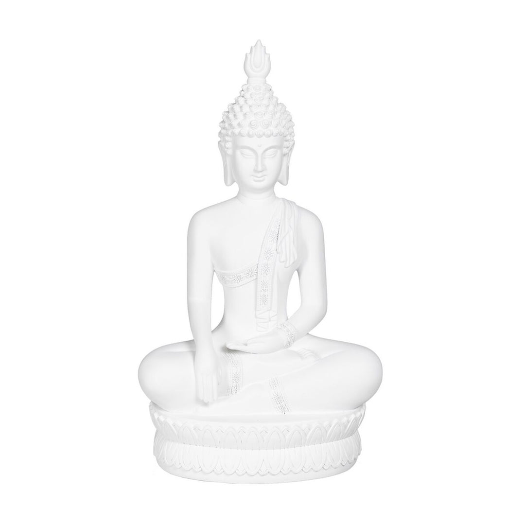 Vit Keramisk Buddha - 41 cm Hög Dekoration