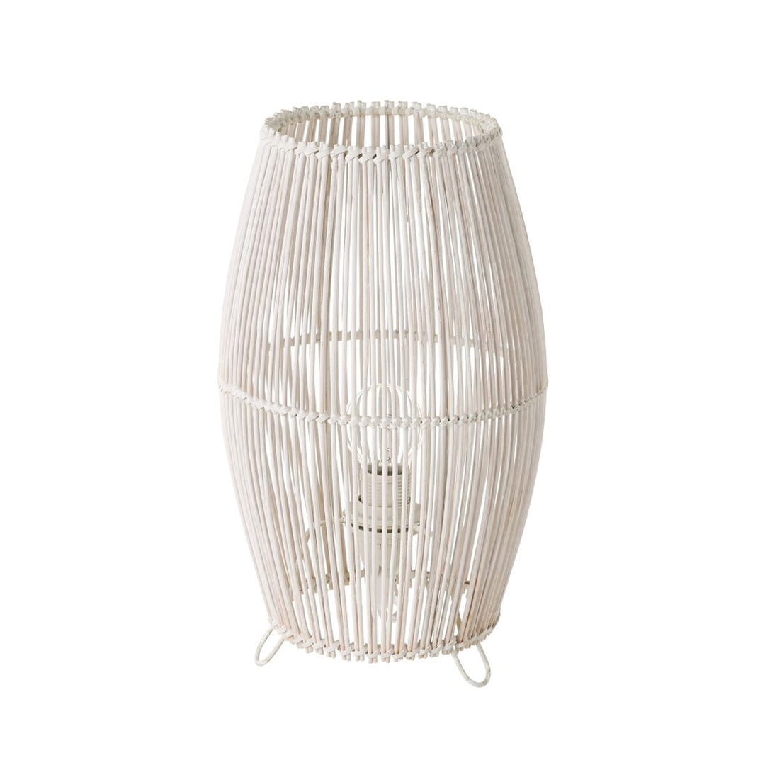 Vit Metallbordslampa med Bambu, 40W - Elegant och stilren bordslampa för hemmet.