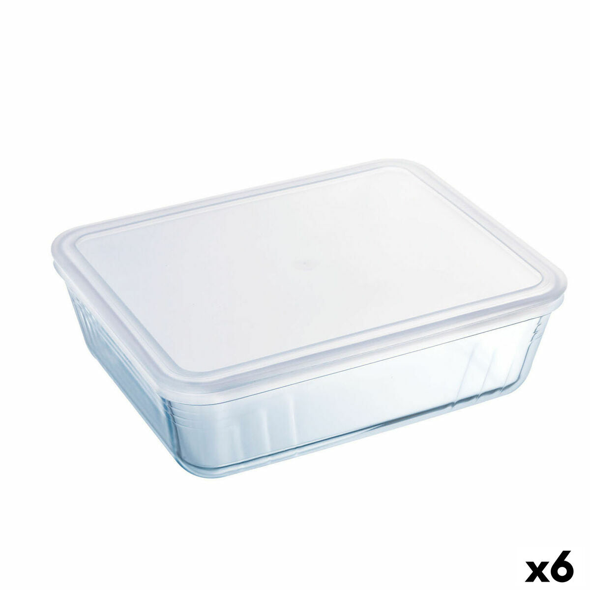 Pyrex Cook & Freeze Matlåda 1,5 L - 6 st, transparent glas med silikonlock, reptålig.