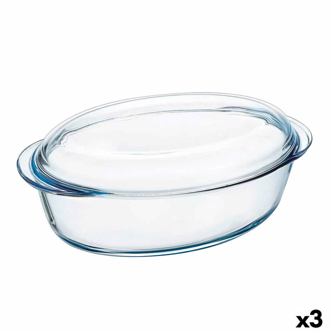 Pyrex Classic Glasformar med lock, 3-pack - Elegant och praktiskt set för köket.