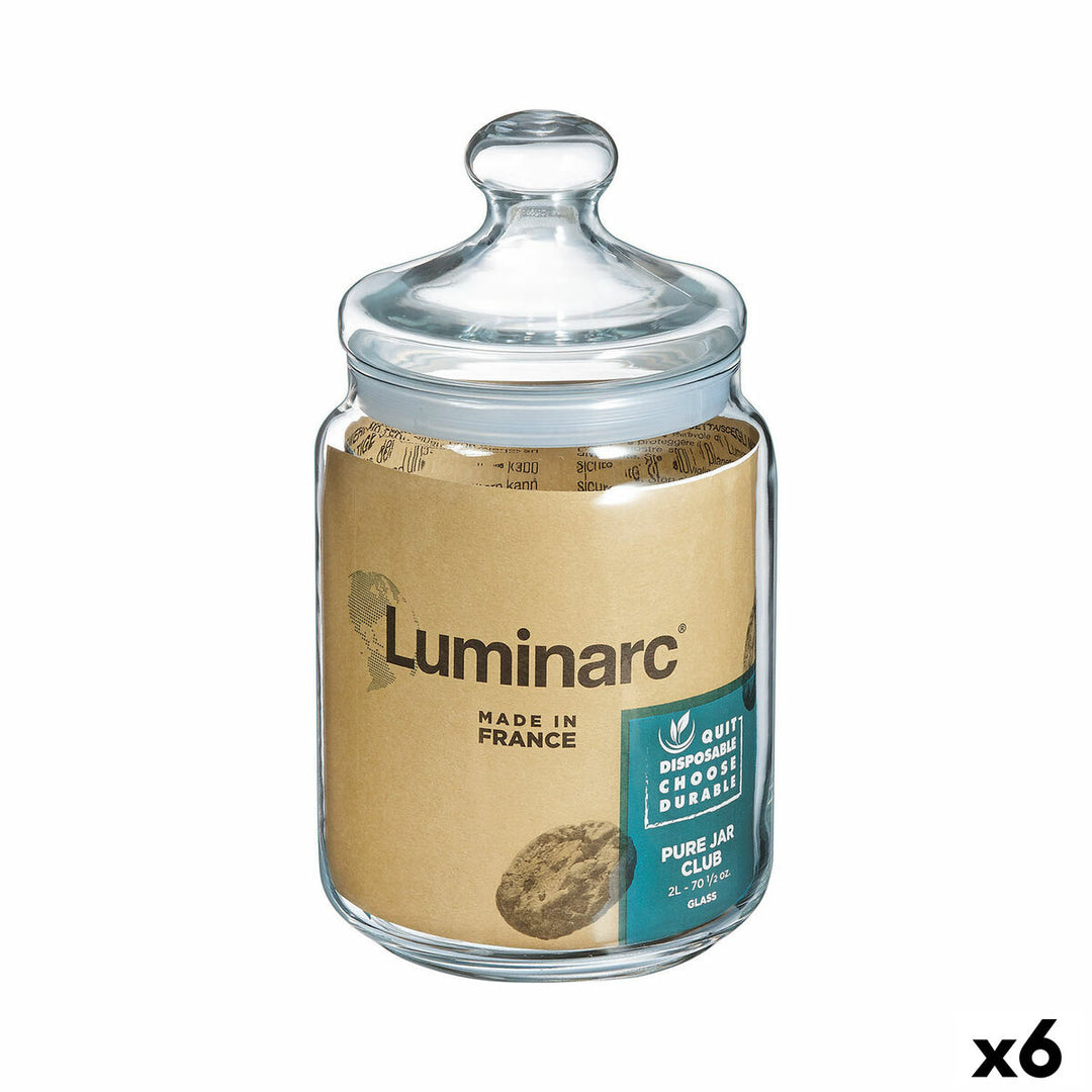 Luminarc Club Glasburkar, 1,5 L, 6-pack - Transparenta glasburkar för praktisk förvaring i köket.