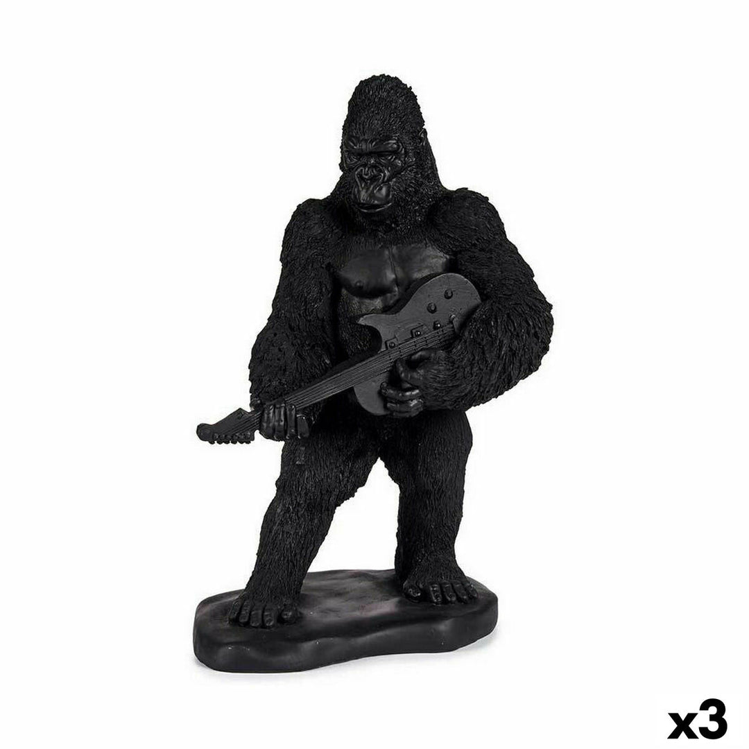 Unik Svart Gorilla Prydnadsfigur med Gitarr - 38 cm, idealisk för inredning och konversationsstarter