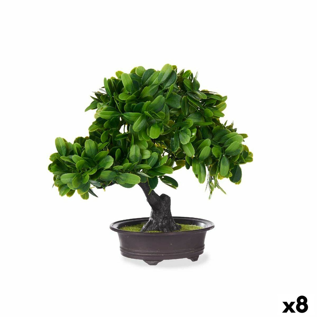 Bonsai Plastväxter, set med 8 st, 27x28x14 cm - Dekorativa gröna växter i plast för hemmet.